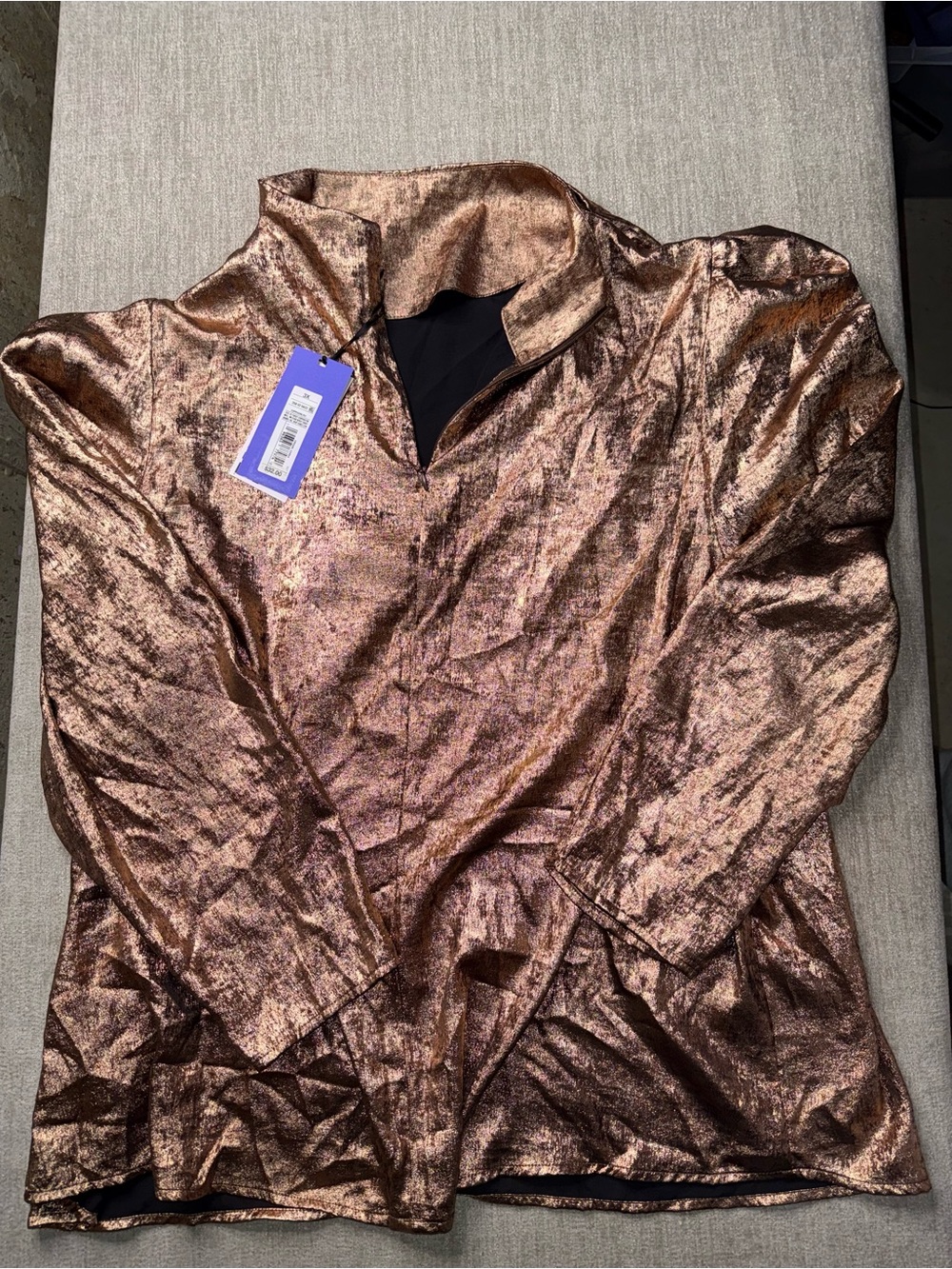 NWT Target Women’s 3X Metallic Bronze Rose Gold Long Sleeve Top Plus Size